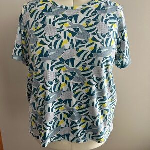 Lands’ End Fish Patterned Short Sleeve Top
